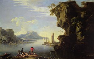 Scena costiera con pescatori